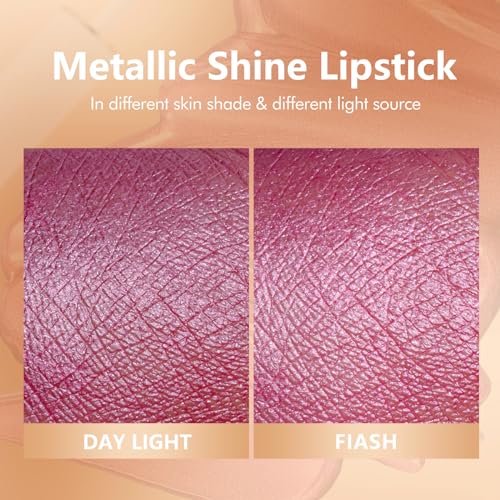Metallic Pink Lipstick - Long Lasting Waterproof Liquid Lip Gloss