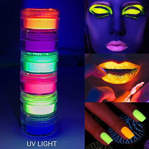 Neon UV Reactive Pigment Powder - 6 Colors Blacklight Makeup