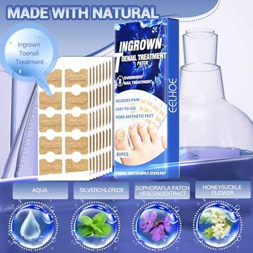 Ingrown Toenail Treatment, 80 Pcs Glue-Free Breathable Corrector Patches, Professional Ingrown Toenail Tools, Not Prone to Falling Off, with File (2 Fl Oz (Pack of 1))