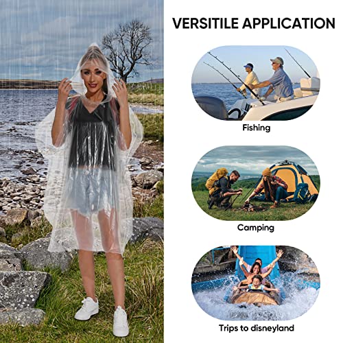 APEXUP Emergency Disposable Rain Ponchos for Adults for Camping Hiking Travelling,Blue (10 Pack)