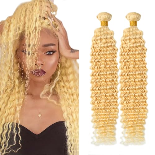 613 Blonde Deep Wave Human Hair Bundles 26 inch