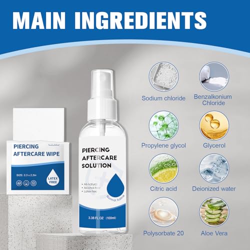 2-in-1 Piercing Aftercare Spray & Wipes Kit for Healing