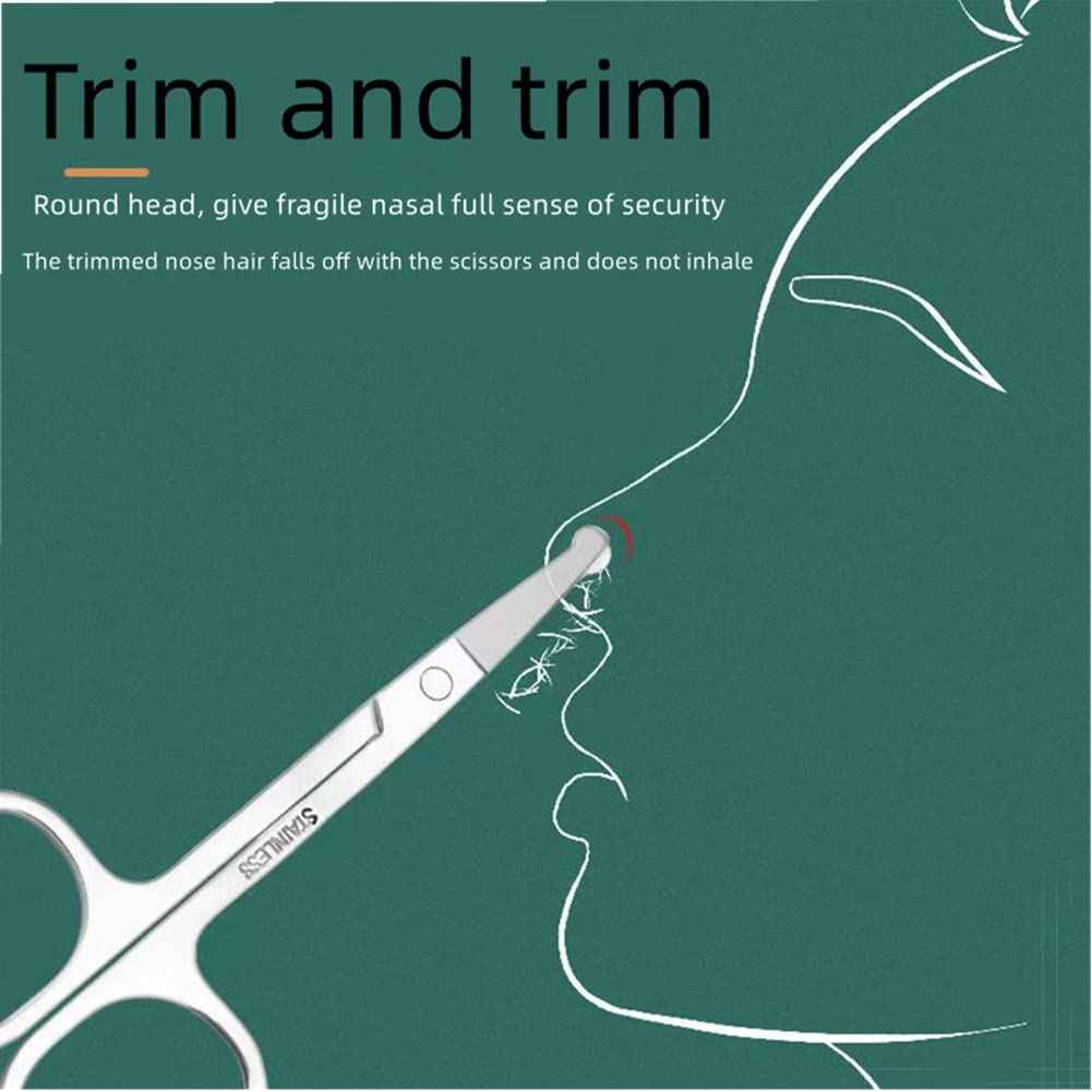 XUJINCN Nose Hair Scissors,3.45in small scissors,Nose Hair Trimmer for Women/Men,Round Nose Safety Scissors,For Trimming Nose Hair,Eyebrow trimming,Mustache,Beard,Eyelashes