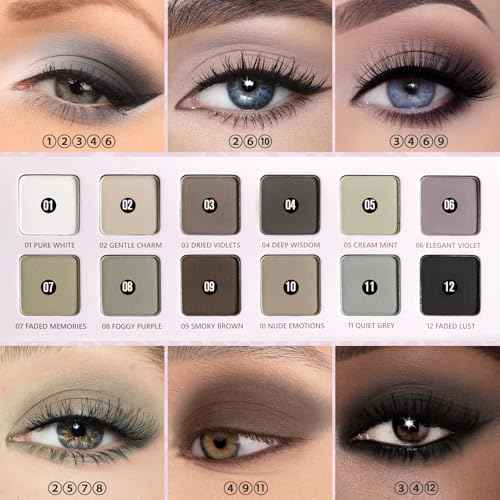 Afflano All Matte Eyeshadow Palette for Brown Eyes, Highly Pigmented Taupe Grey Nude Neutral Eyeshadow Palette Smoky Goth, Blendable Cool Toned Matte Eye Shadow for Older Women Everyday Natural Makeup