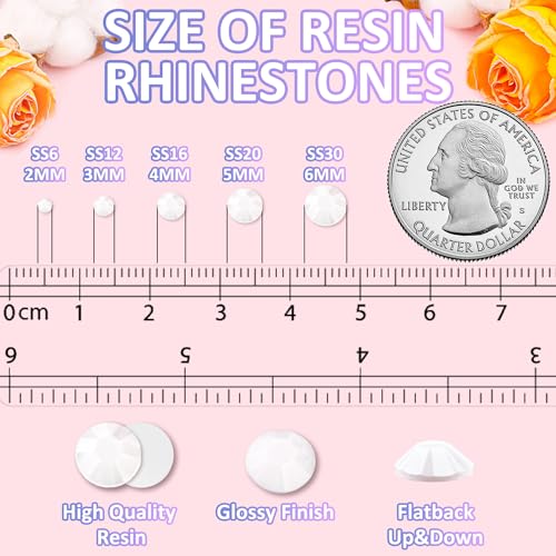 6000Pcs 3mm White Flatback Resin Rhinestones Kit with B7000 Glue for Crafts