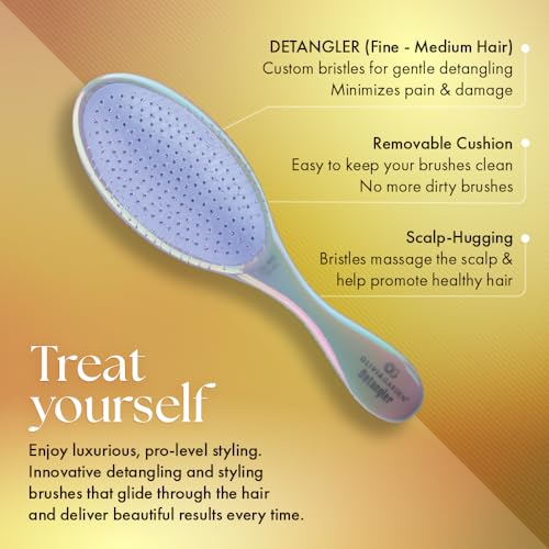 Olivia Garden Aurora Detangler Brush for Wet and Dry Fine to Medium Hair - Detangling Brush for Women, Men, Kids