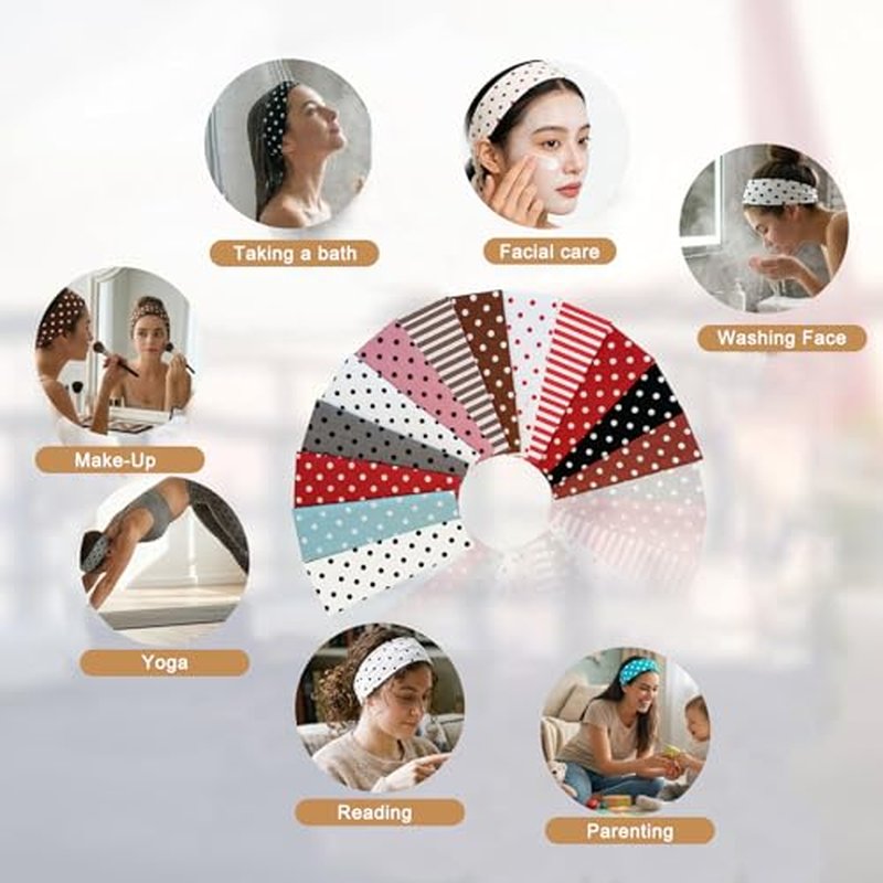 13-Pack Polka Dot Headbands for Women - Soft & Non-Slip