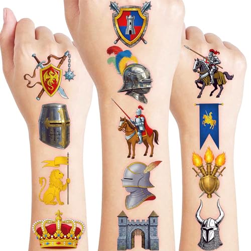 Medieval Knight Temporary Tattoos for Kids | 96 PCS