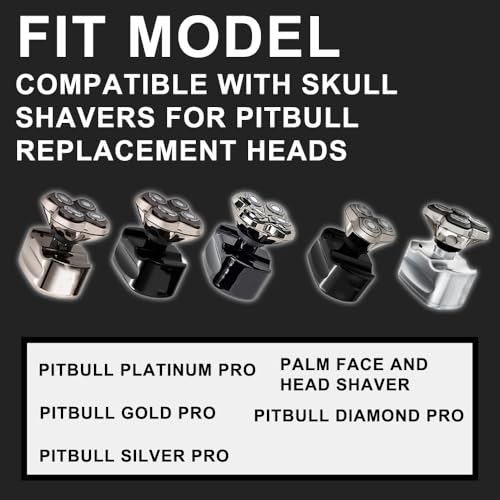 TRAH Shaver PRO 4 Head Replacement Blade Compatible with Skull Shaver Pit-bull Pro - for Pit-bull Silver Gold PRO SX5 & Palm MX5 & Butter-fly Kiss Pro - Bald Men Electric Shavers Accessories (2 Packs)