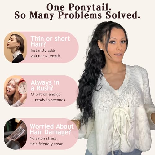 30" Wavy Claw Clip Ponytail Extension - Synthetic Hair
