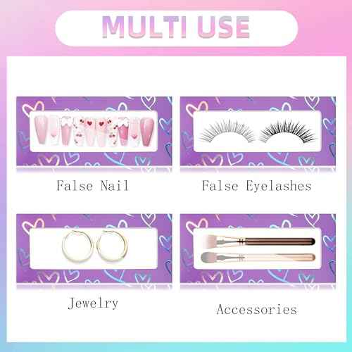 74PCS Empty Press on Nails Packaging Box Set Includes 35PCS Empty Nail Package Box, 35PCS White Background Paper, 1pc Double Sided Tape and 3 Thank You Stickers, for Press on Nail Business