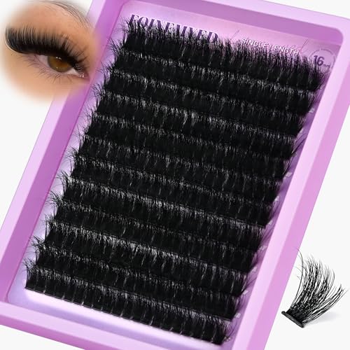 ONLY 16MM Lash Clusters 100D Individual Lashes 240Pcs Cluster Eyelash Extensions D Curly Single Length Lash Clusters Look Like Extensions DIY at Home