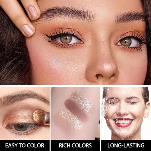 4-Color Eyeshadow Palette - Matte & Shimmer Nude Gold