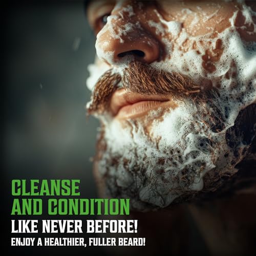 Viking Revolution Tea Tree Oil Beard Wash and Beard Conditioner For Men - Natural Beard Softener Set with Argan Oil, Vitamin E and Ginseng - Tea Tree Beard Shampoo and Conditioner Set (10 Oz)