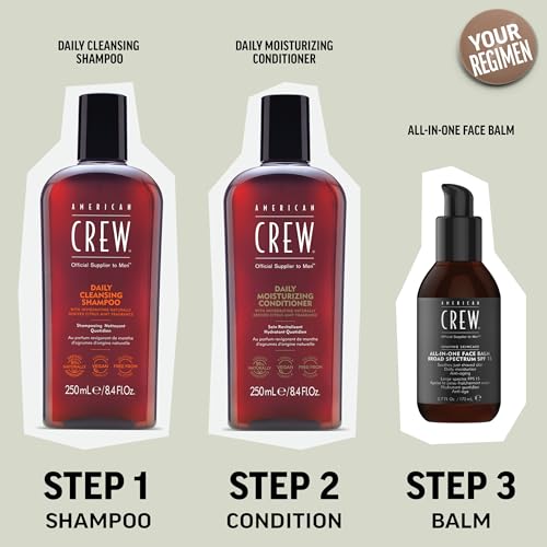 AMERICAN CREW Shampoo for Men,Daily Cleanser,Naturally Derived,Vegan Formula,Citrus Mint Fragrance,33.8 Fl Oz,(Pack of 2)
