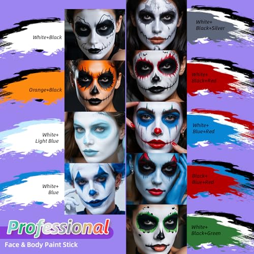 YBUETE 3Pcs Face Body Paint Set - Halloween Costume Party