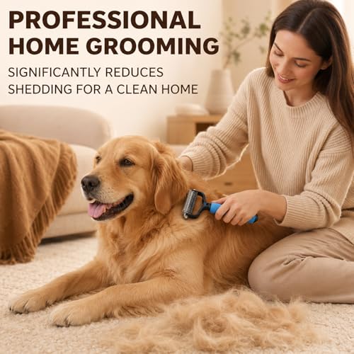 Double Sided Pet Dematting Comb & Undercoat Rake for Dogs & Cats