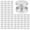 Silver 2 oz Aluminum Salve Tin with Lid - Pack of 100, Screw Top Container