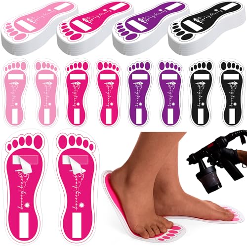 Suhine 120 Pairs (240 Feets) Disposable Spray Tanning Feet Pads Bulk Sticky Feet Pads Spray Tan Accessories for Sunless Tanning Hygienic Foot Protectors Salons Spas or Home