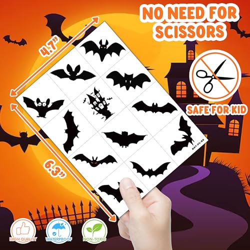 96 Bat Temporary Tattoos - Pre-Cut Stickers for Kids