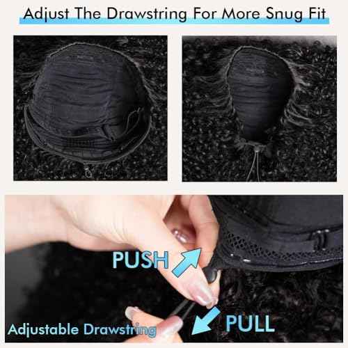 Ice Pear Half Wig Human Hair 200 Density Kinky Curly Half Wig 3 In 1 Seamless Flip Over Glueless Wigs Human Hair with Drawstring Beginner Friendly Curly Wig Headband Wig for Women Daily Wear 22 Inch