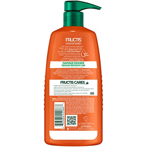 Garnier Fructis Damage Eraser Shampoo, Distressed, Damaged Hair, 33.8 fl. oz.