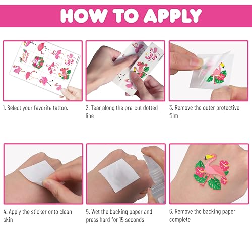 96 Piece Flamingo Temporary Tattoos for Kids