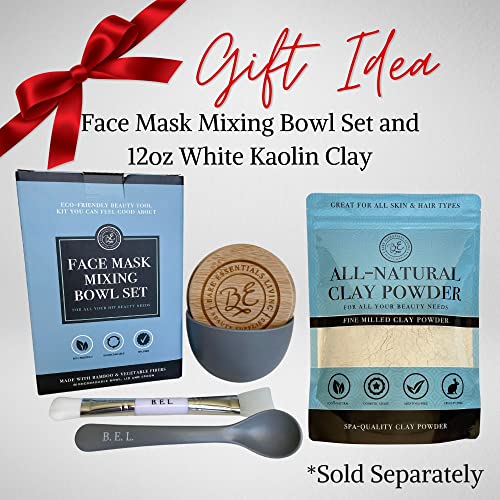 Bare Essentials Living - Clay Face Mask Mixing Bowl Set, Skin Care Kit Facial Bowls with Bamboo Lid, Face Mask Spoon, & Dual Sided Face Mask Brush Applicator for DIY Facials & Hair Mask (Blue Floral)