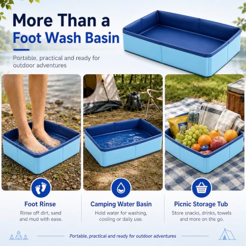 Portable Collapsible Foot Bath for Pool and Beach Use - 19.69"