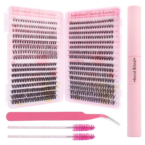 644PCS Lash Clusters Kit - DIY Eyelash Extensions 9-16MM with Bond & Tweezers