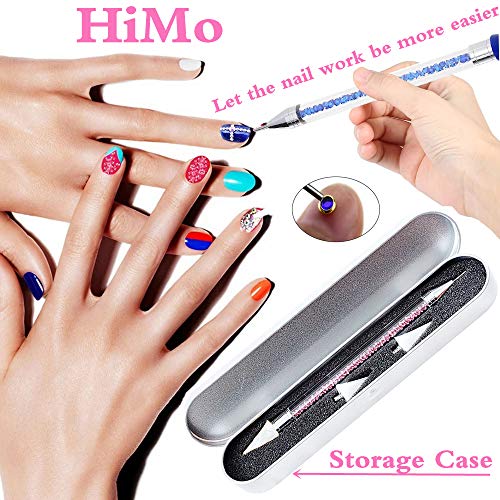 Dual-Ended Nail Rhinestone Picker & Dotting Tool with 2 Replaceable Wax Tips