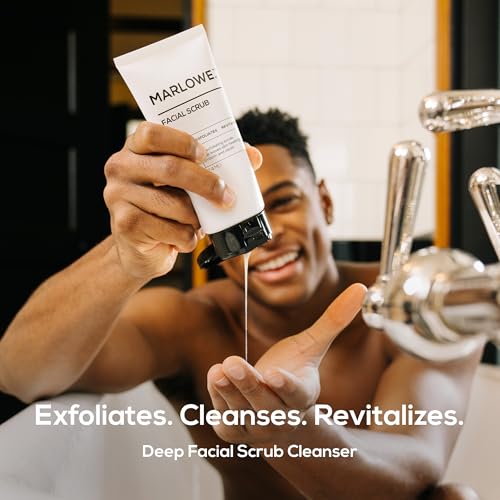 Marlowe Facial Scrub for Men - Gentle Exfoliator with Apricot & Pumice, 6 oz