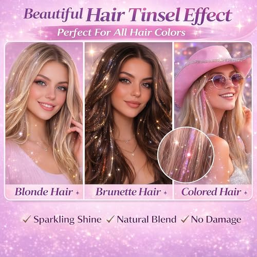 Hair Tinsel Kit 16 Colors 3500 Strands 48 Inch with Tools