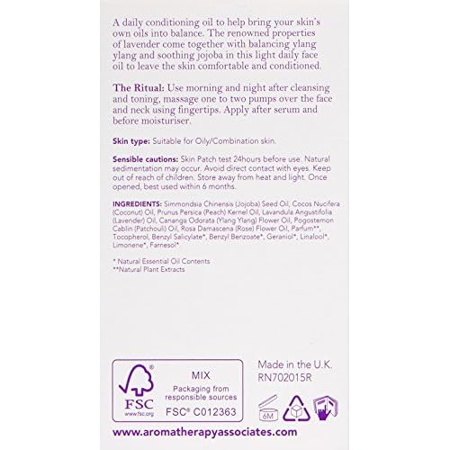 Aromatherapy Associates Mattifying Refining Face Oil. Balances and Refines Oily Skin. Made with Lavender and Madagascan Ylang Ylang Essential Oils (0.5 fl oz)