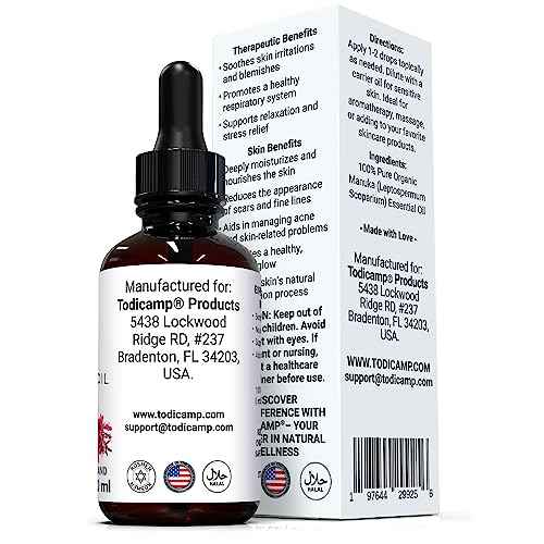 TODICAMP 100% Pure Manuka Oil from New Zealand | Therapeutic-Grade Essential Oil for Wound Care, Skin Soothing, Nail & Scalp Health | Undiluted, Cold-Pressed Manuka for Face, Hair & Body