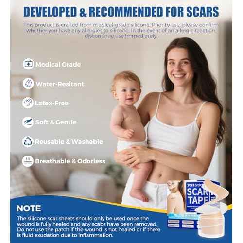 Medical Grade Silicone Scar Sheets & Tape - 1.6¡±x60" Roll, Ultra Soft, Hypoallergenic Rolls for Surgical, Keloid Scars, Tummy Tuck, C-Section, Stretch Marks, Burn & Bumps Scar Removal, 24H Comfortable