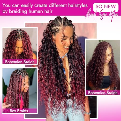 Human Braiding Hair for Boho Braids Deep Wave, Curly, Black Women,