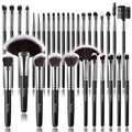 SOLVE 32-Piece Professional Makeup Brush Set with Wooden Handles