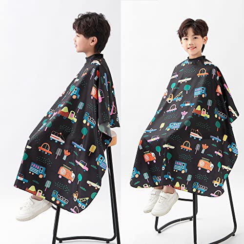 Kids Hair Cutting Cape with Cars Pattern, Adjustable Salon Hairdresser Cover for Children & Toddlers