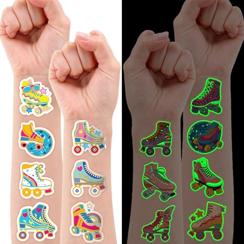 96 PCS Glow In The Dark Roller Skate Temporary Tattoos