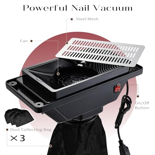 Faquenc Portable Nail Table with Dust Collector & Arm Rest