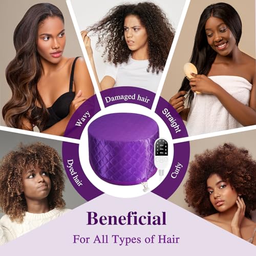 Aopow Purple 10-Level Heated Steam Cap for Deep Conditioning & Hair Steaming