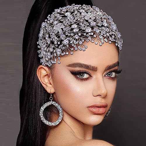 Elegant Rhinestone Wedding Headband for Bride - Sparkling Bridal Headpiece Tiara, Handmade Crystal Hair Accessories for Women, Christmas Headwear & Gift for Wife (12.6x5.5 Inches)