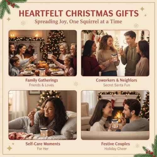 Positive Squirrel Jar With 60 Affirmation Cards, Funny Emotional Support Christmas Gift, Christmas Decor for Home or Office, Cute Squirre Gifts for Women Men and Coworkers, Friends