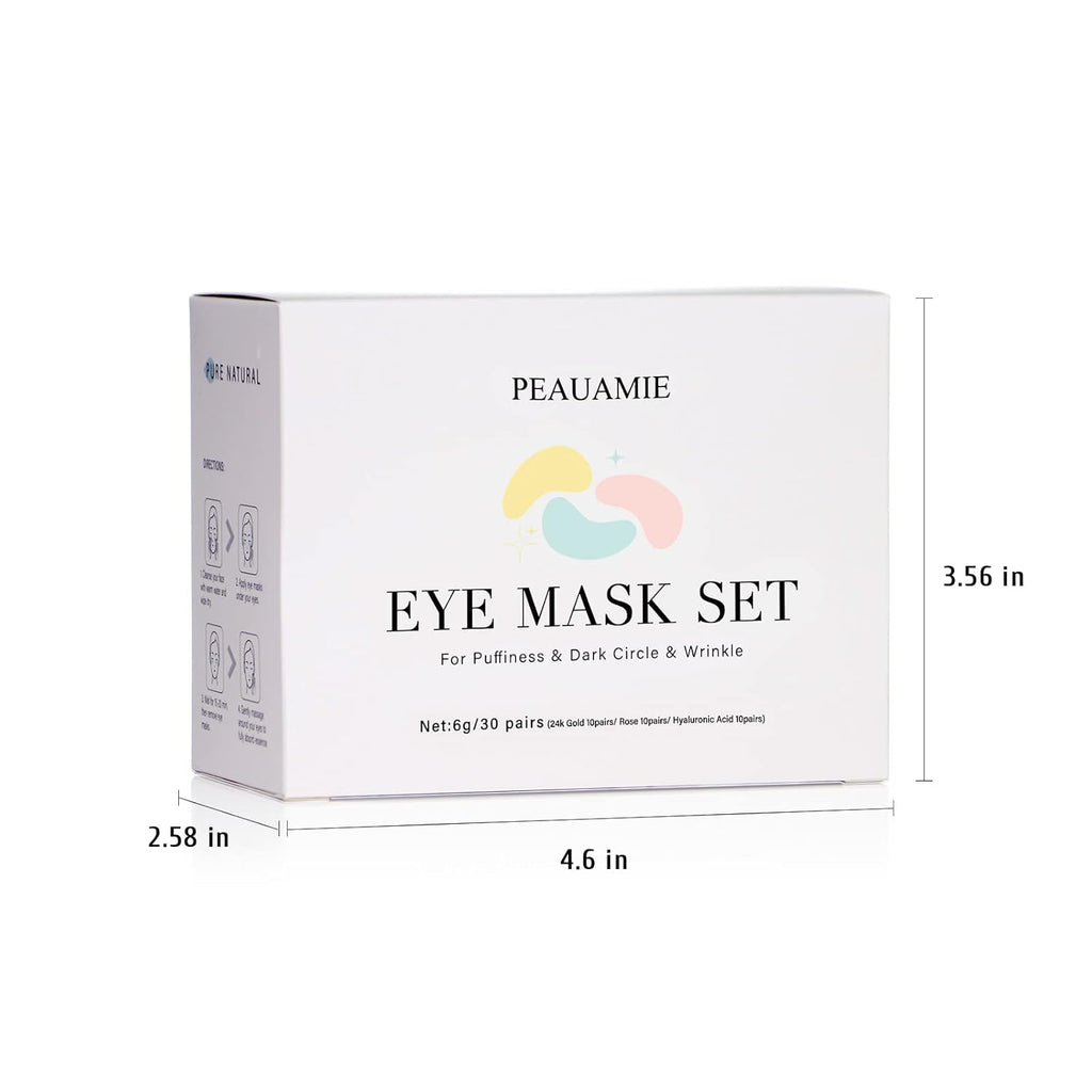 Under Eye Patches Gold and Hyaluronic Acid for puffy eyes,Rose Eye Masks for Dark Circles and Puffiness skin care Smooth Wrinkles products 30 Pairs