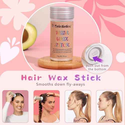 Hair Wax Stick Accessories, 500 PCS Clear Hair Elastics for Kids Women, 3 Pcs Hair Brush for Girls, 2 Hair Loop Styling Tools