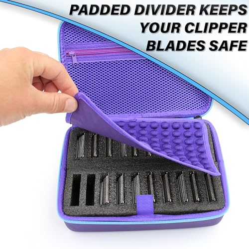 CASEMATIX Clipper Blade Holder For 20 Blades, Hair Clipper Guard Case For Barbers and Stylist Compatible with Andis, Oster, Wahl, Detachable Clippers Metal Guards, Clipper Blade Storage Case