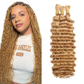 Honey Blonde Human Braiding Hair 28 Inch Deep Wave Bundle