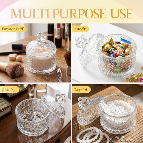 Large Body Powder Puff and Container Glass Jar Dusting Powder Container with Puff Soft Reusable Velour Face Body Wet Dry Makeup