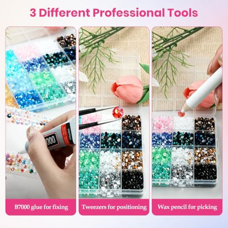 144000 Resin Rhinestones 48 Colors 3mm Flatback Gems with B7000 Glue
